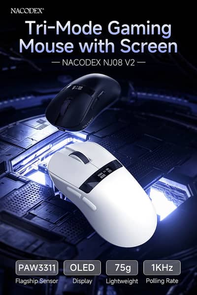 Nacodex/Ajazz NJ08 V2 Wireless Mouse - New - Open Box