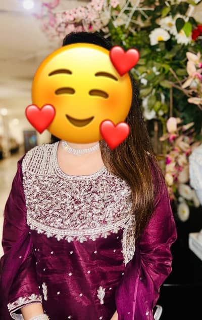 Elegant embroidered 3 piece magenta/purple Small