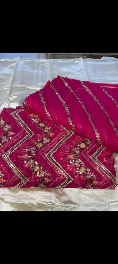 3pc hot pink organza suit unstiched