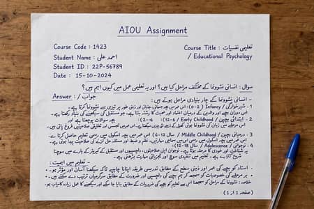 AIOU Handwriting Assignments -Turbat