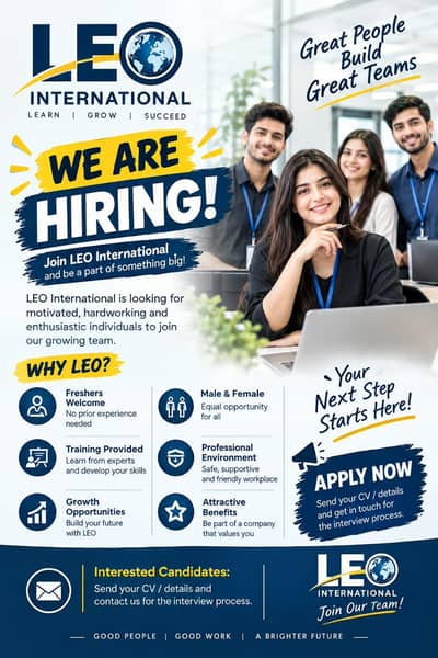 office work available for male and females