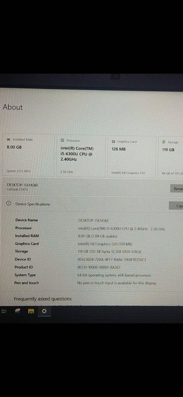 Dell core i5 6th Generation  E5470 3