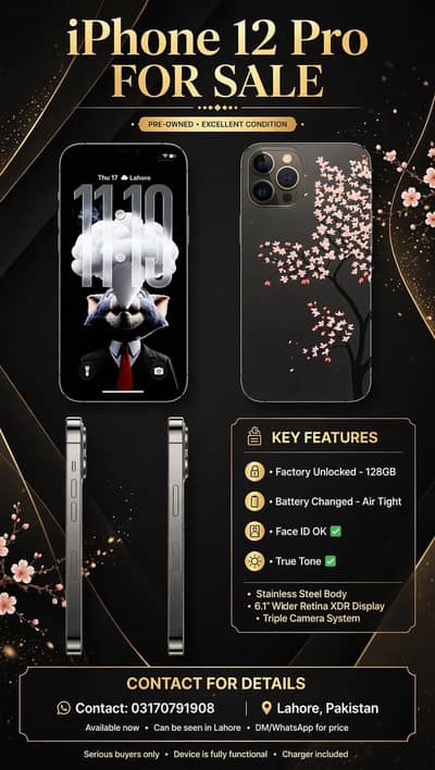 iPhone 12 Pro – 128GB – Excellent Condition – Face ID & True Tone