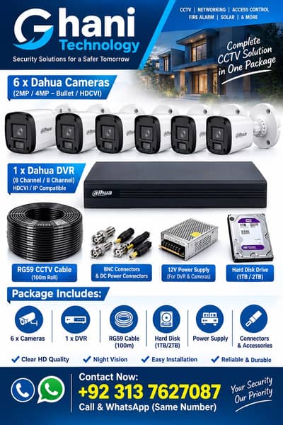 Dahua CCTV Camera 6 Cam Complete Security Package
