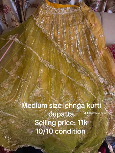 10/10 condition Mehndi Frock and lehnga