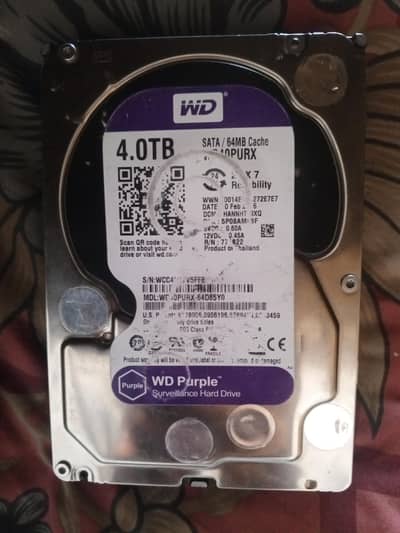 WD purple 4TB HDD | WD40PURC | SATA 6GB/s | 64 MB Cache | 3.5 HARD | p