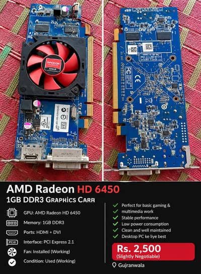 AMD Radeon HD 6450 1GB DDR3 Graphics Card