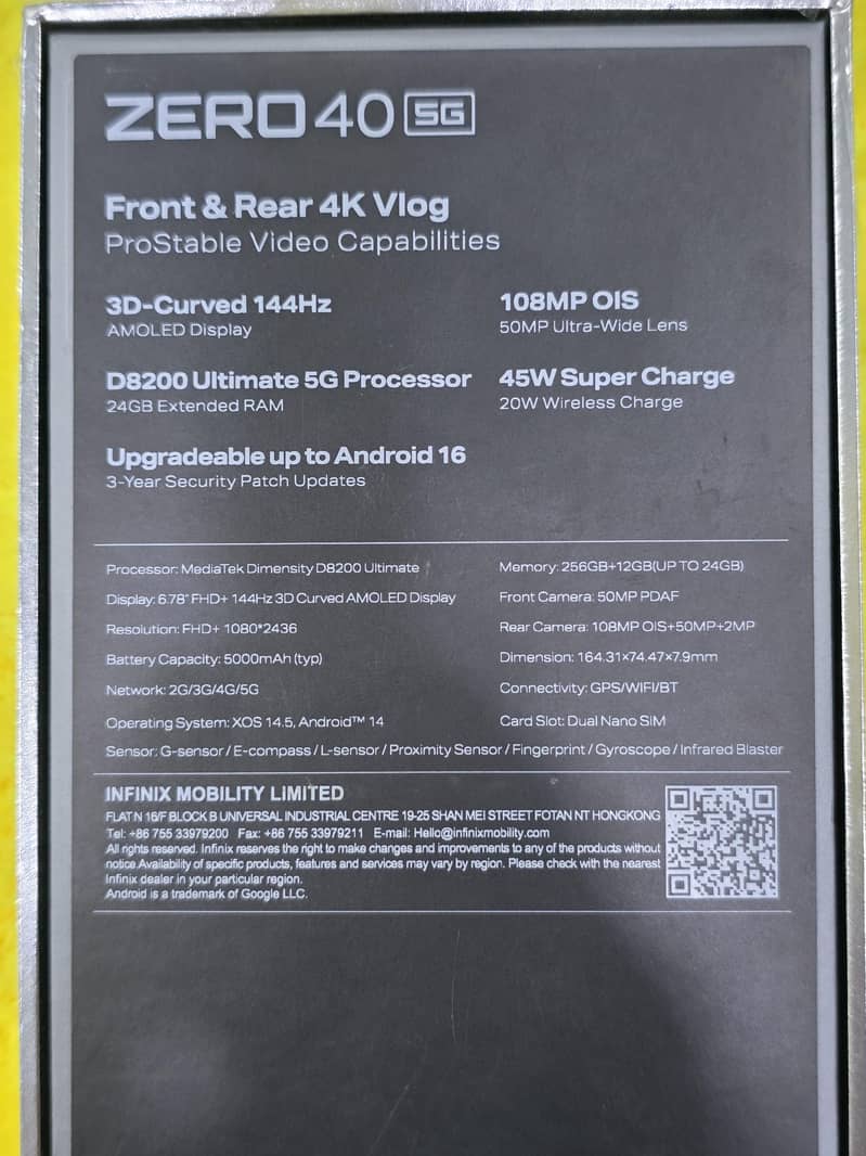 Infinix Zero 40 5G 12GB/256GB – Official PTA Approved 2