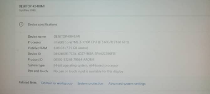 Gaming PC Dell Core i3 10th-Gen DDR4 RAM/NVME M2