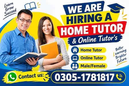 MAlE & FEMALE TEACHER/FACULTY REQUIRED / JINNAH TUTOR ACADEMY