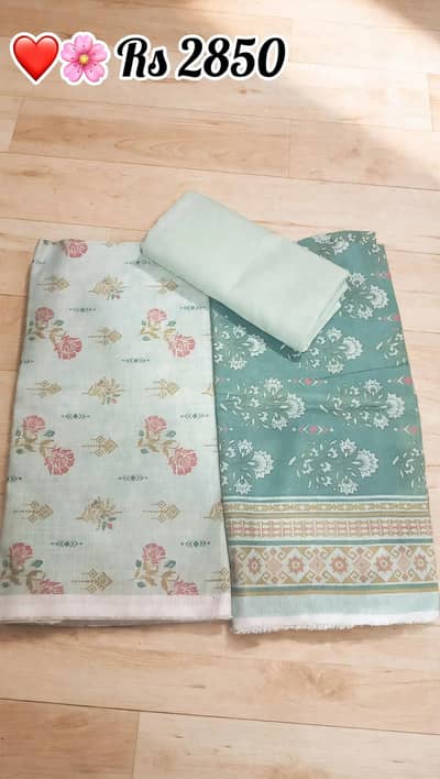 Unstitched 3 price's suits,soft khaddar