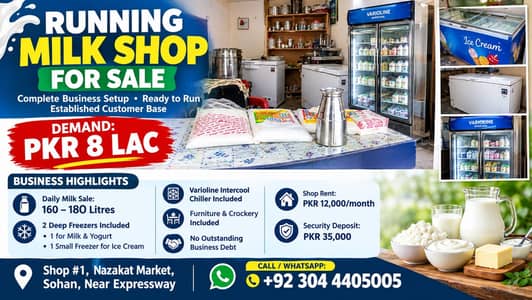 Milk shop/running business for sale/Milk shop sale near me
