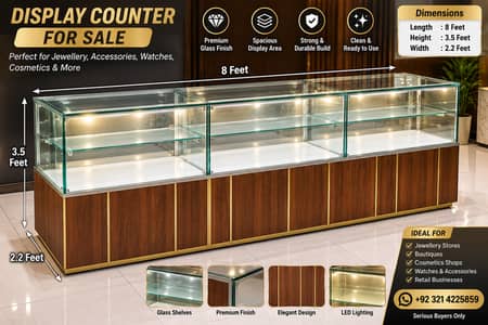 Retail Display Counter for Sale – Glass Showcase Counter with Storage