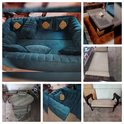 Sofa Set / 6 Seater Sofa Set with Center Table / Dewan & Tea Trolley