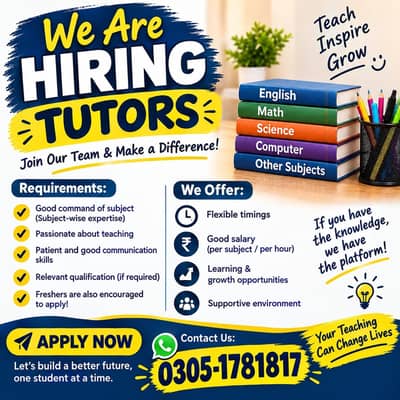 Qualified Tutor Required: Help Students Achieve Academic Excellence