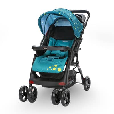Brand new stroller in green color.