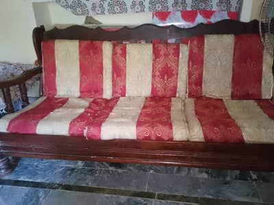 Pure Wooden Sofa Set – Solid Wood – Good Condition