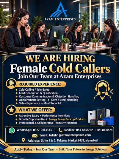 FEMALE COLD CALLING EXECUTIVE – ISLAMABAD