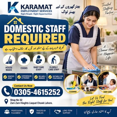 House Maid Babysitter Cook Helper Chef Couple Driver etc Job Available