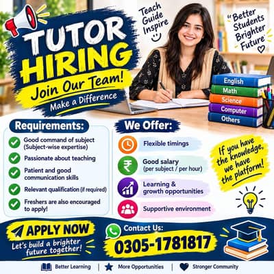Qualified Tutor Required: Help Students Achieve Academic Excellence