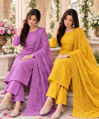 Chicken kari 3Pcs embroidery suit