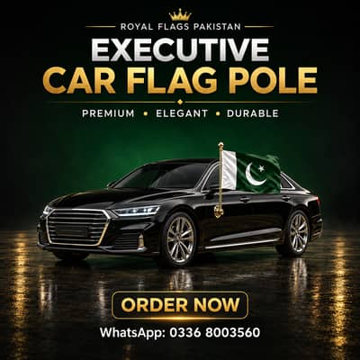 Car Flag, Pakistan Flag & Pole behind chair for executive 03008003560