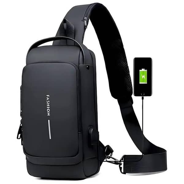Binobees – Fashion Sling Cross Body Bags for Men – Waterproof Chest Bag - Shoulder Bag - Travelling Bag with USB Charging Port - Anti-theft Crossbody Zipper Bags - Large Capacity Cell Phone Wallet Bags – Unisex