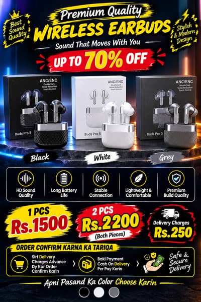 Buds Pro 5 Wireless Earbuds | ANC/ENC | Touch Control | Premium Sound