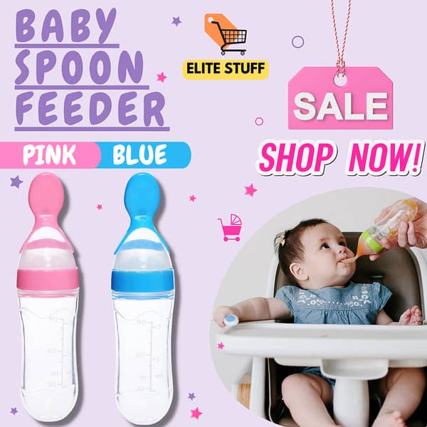 Baby Spoon Feeder - Spoon Feeding Bottle - Baby Spoon Feeders - Babies Spoon Feeding - Baby Feeders - Spoon Feeding - Baby Squeezing Feeder  Baby Feeding Bottle With Spoon - Feeding Bottle With Spoon - Baby Feeding Spoon Bottle - Blue And Pink