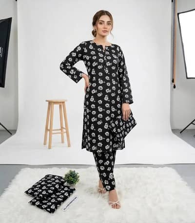 Royal Black Floral – Premium Printed Suit Free Delivery
