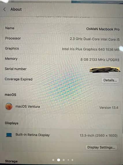 Macbook Pro 13" 2017 Model 1