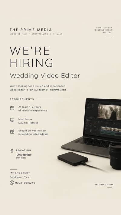 Wedding Video Editor Required