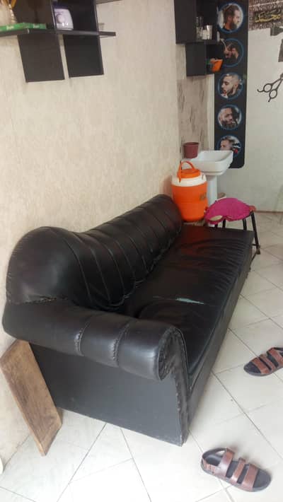 Black Glossy Leather Sofa 3 Seater
