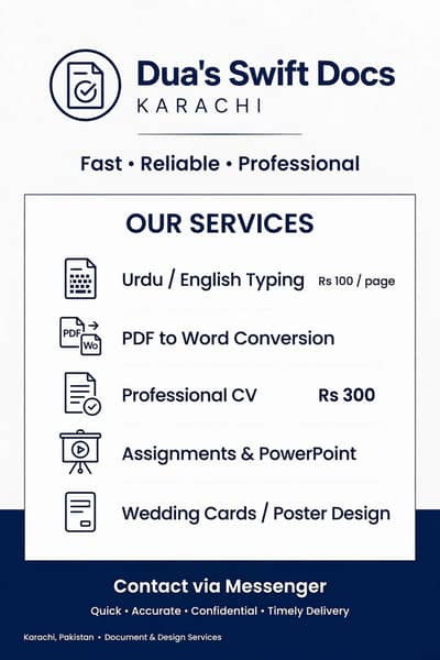 Typing and CV Specialist Urdu / English Fast delivery.