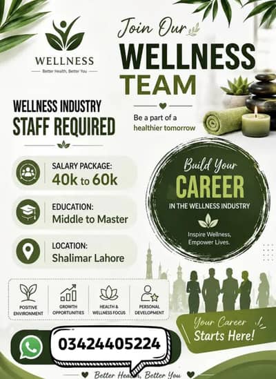 WELLNESS INDUSTRY STAFF REQUIRED