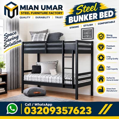 Iron Heavy Bunk Bed | Bunker Double Bed |Steel Bed|Hostel bed|kids bed