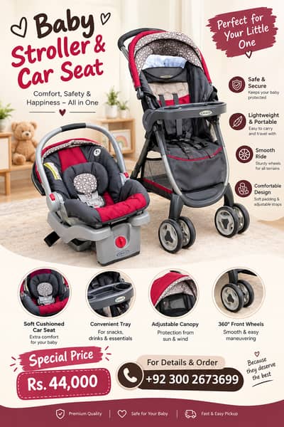 Kids Pram/ Walker/ Stroller/ Pushchair/ Baby Pram/ Travel Set