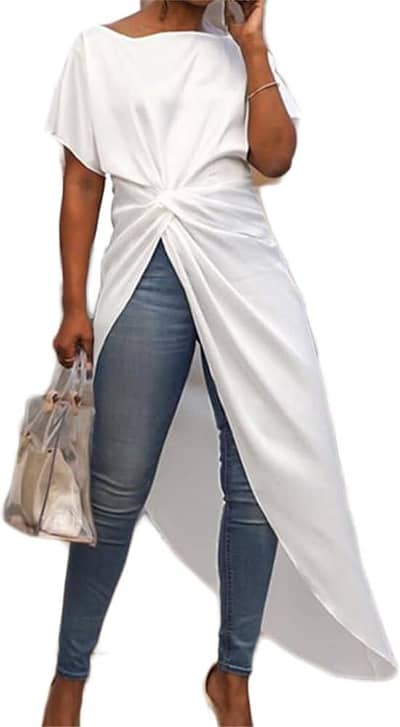 Long Tail Feminine and Flowy Tunic Top T Shirts