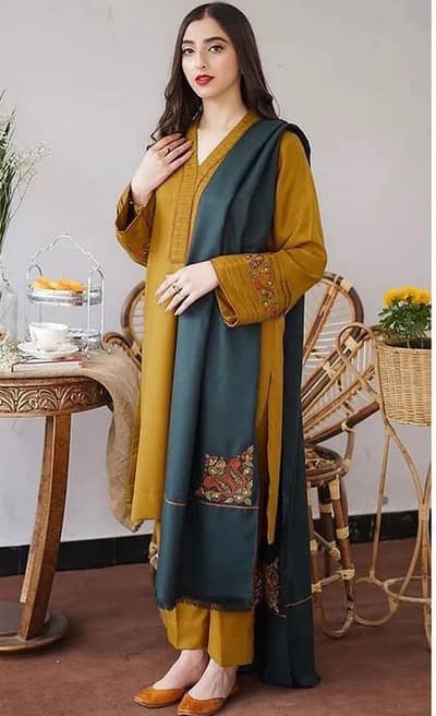 Premium Khaddar 3-Piece Winter Suit — Free Delivery Available