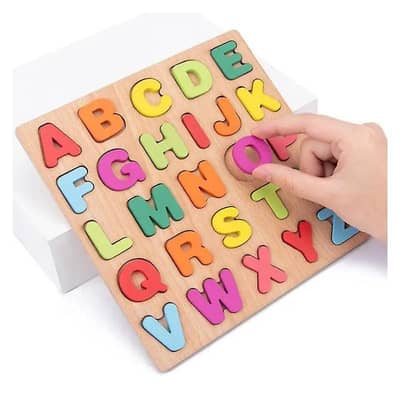 Wooden ABC puzzle for kids learning and playing