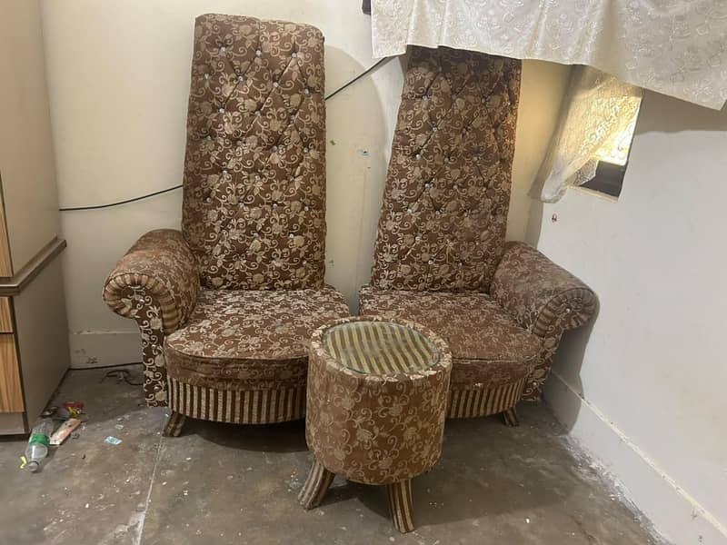 Two sofas, plus small table, 3