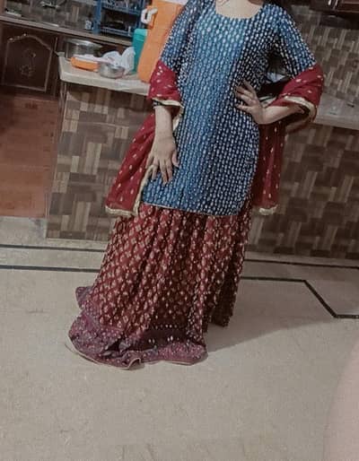 Full Mirror Work Sharara with Shirt