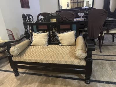 2 seater wood sofa