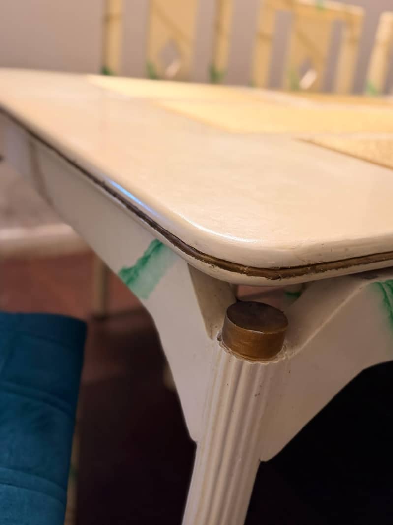 Elegant 8 seater dining table offwhite marble finish wd matching ...