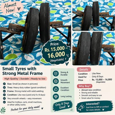 Heavy Duty Small Wheels with Strong Metal Frame – Like New