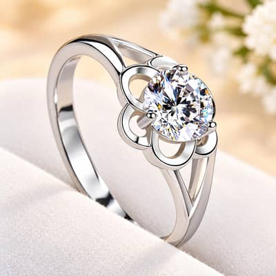 White Diamond Wedding Ring Adjustable White Gold Feshion Jewellery.