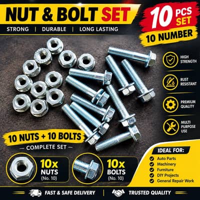 10 Number (used/Kaboli) Nut and bolts.