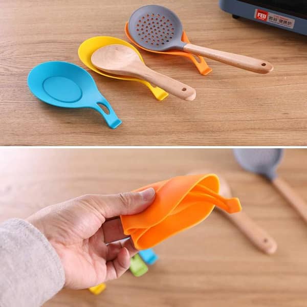 Silicone Spoon Rest Heat Resistant Kitchen Utensil Spatula Holder Cooking Tool