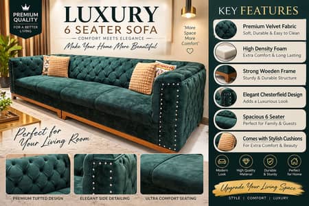Premium 6 Seater Sofa Set – Urgent Sale