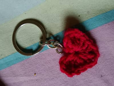 cute heart crochet keychain